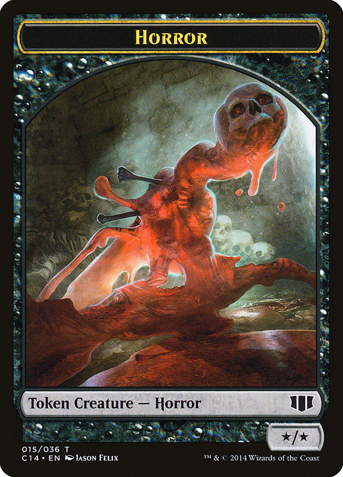 Horror // Zombie (016/036) Double-sided Token [Commander 2014 Tokens] | Exor Games Bridgewater