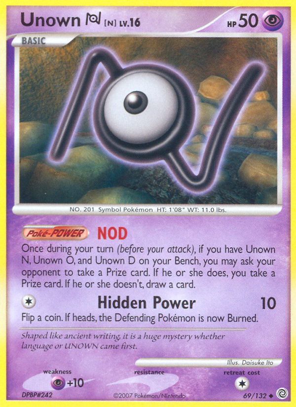 Unown N (69/132) [Diamond & Pearl: Secret Wonders] | Exor Games Bridgewater