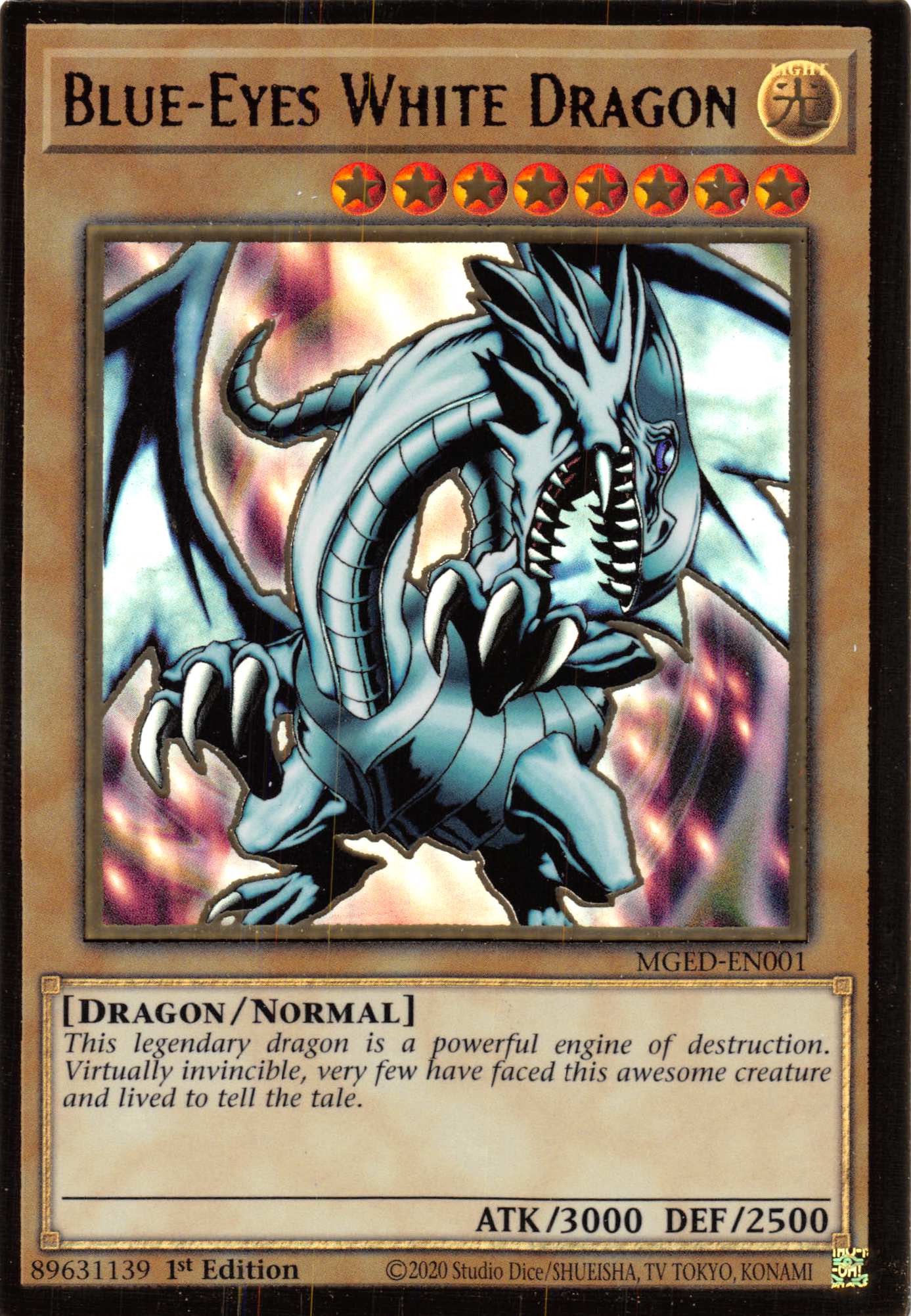 Blue-Eyes White Dragon (Alternate Art) [MGED-EN001] Gold Rare | Exor Games Bridgewater