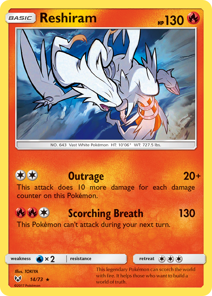 Reshiram (14/73) [Sun & Moon: Shining Legends] | Exor Games Bridgewater