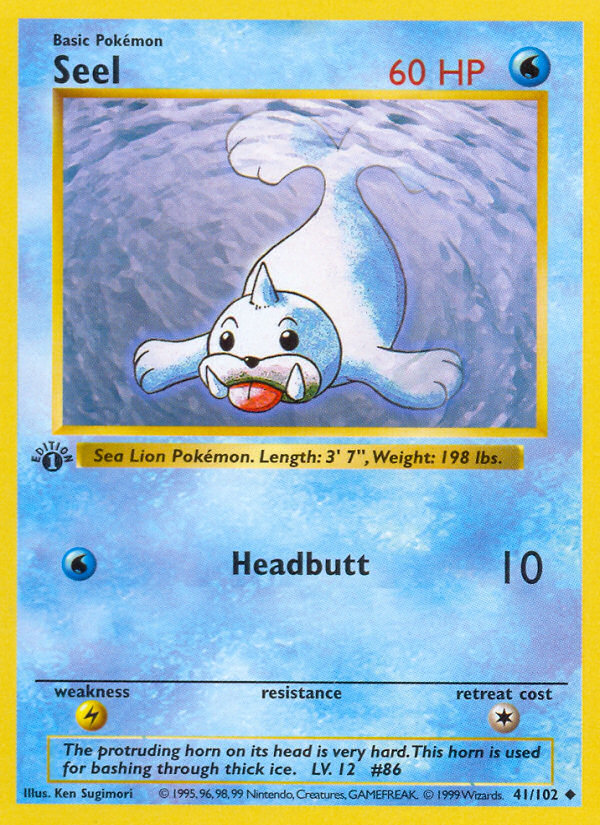 Seel (41/102) (Shadowless) [Base Set 1st Edition] | Exor Games Bridgewater