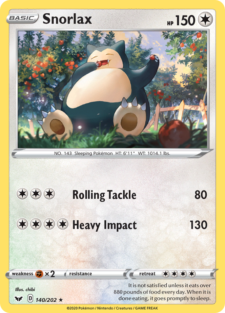 Snorlax (140/202) [Sword & Shield: Base Set] | Exor Games Bridgewater