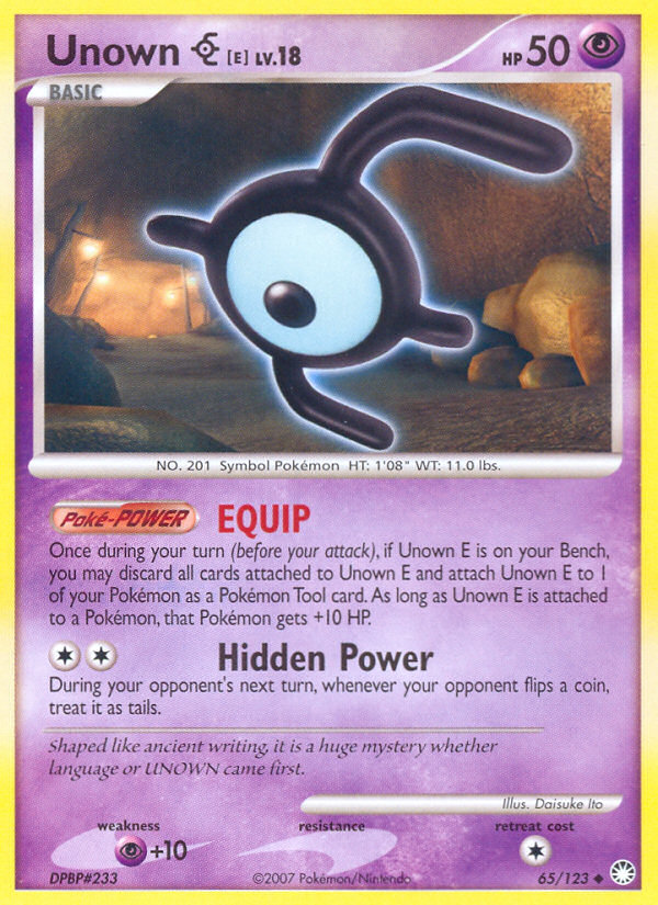 Unown E (65/123) [Diamond & Pearl: Mysterious Treasures] | Exor Games Bridgewater