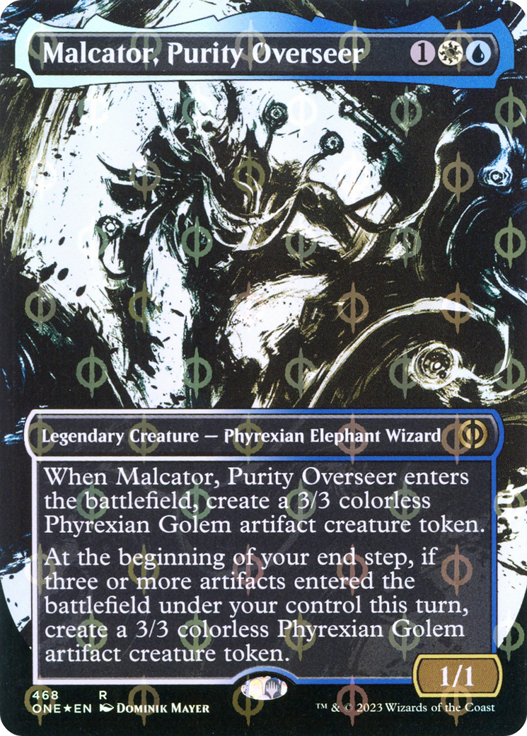 Malcator, Purity Overseer (Borderless Ichor Step-and-Compleat Foil) [Phyrexia: All Will Be One] | Exor Games Bridgewater