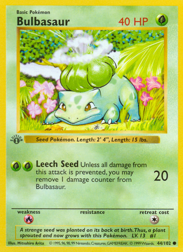 Bulbasaur (44/102) (Shadowless) [Base Set 1st Edition] | Exor Games Bridgewater