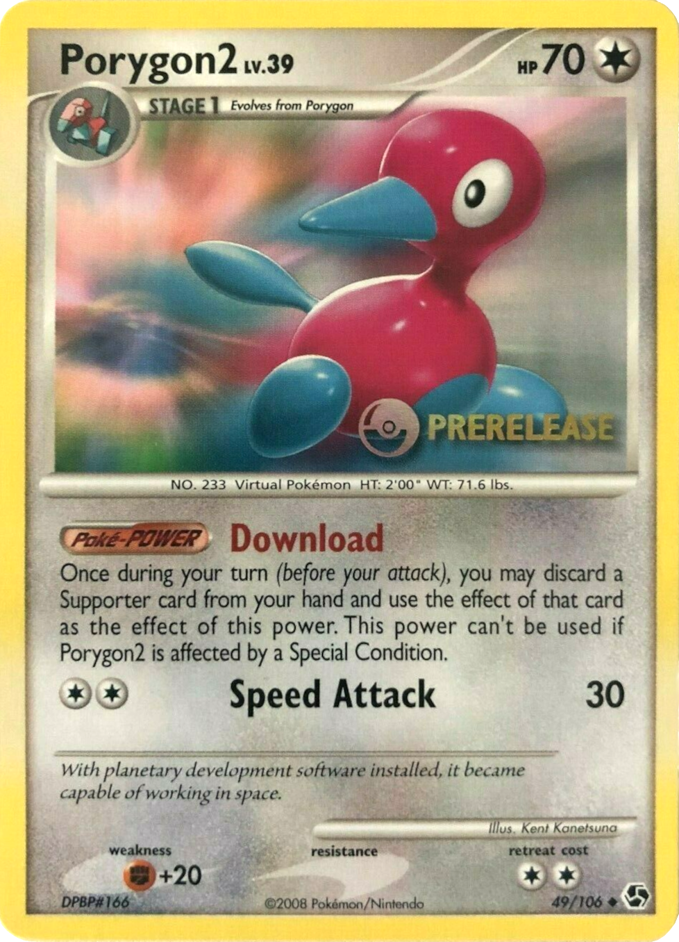 Porygon2 (49/106) (Prerelease Promo) [Diamond & Pearl: Black Star Promos] | Exor Games Bridgewater