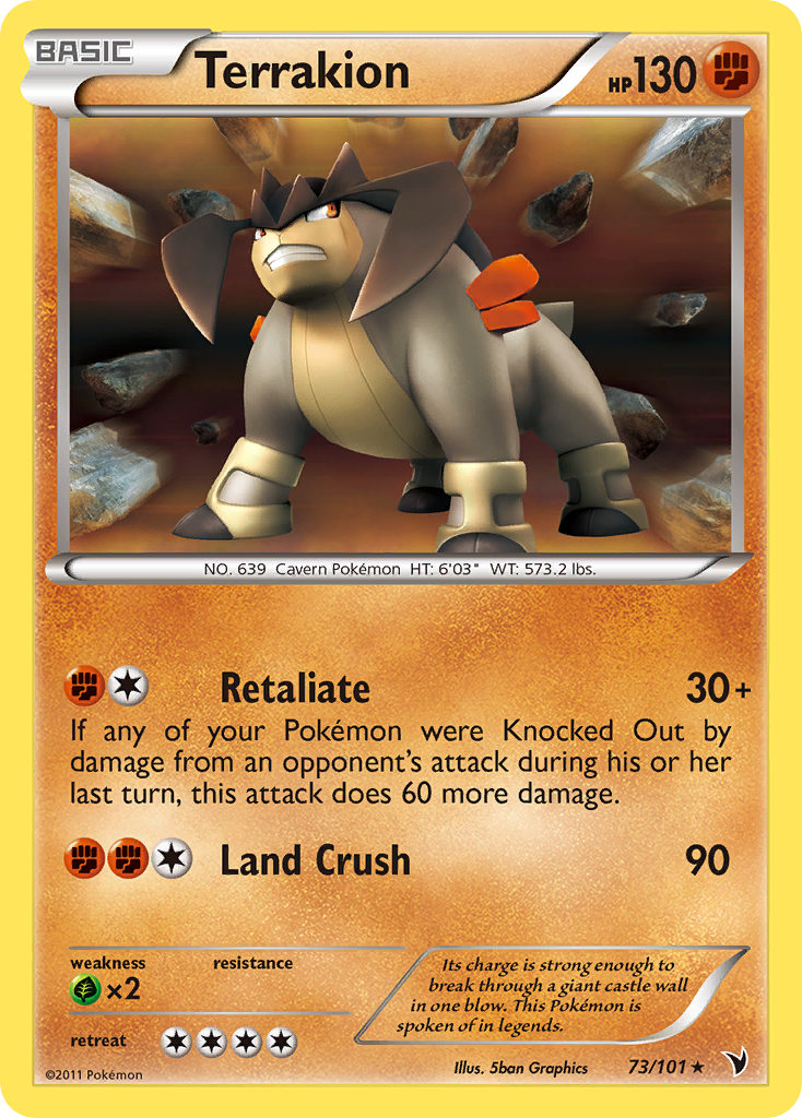 Terrakion (73/101) [Black & White: Noble Victories] | Exor Games Bridgewater