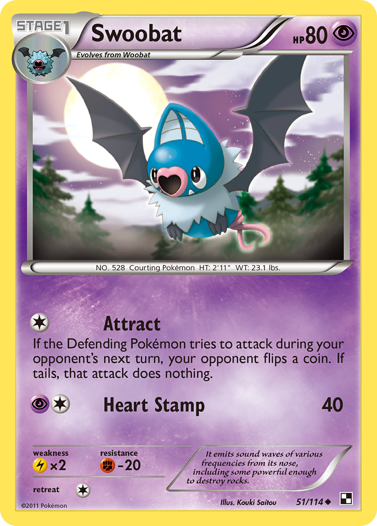 Swoobat (51/114) [Black & White: Base Set] | Exor Games Bridgewater