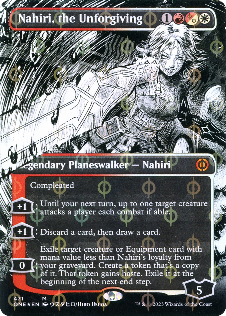 Nahiri, the Unforgiving (Borderless Manga Step-and-Compleat Foil) [Phyrexia: All Will Be One] | Exor Games Bridgewater