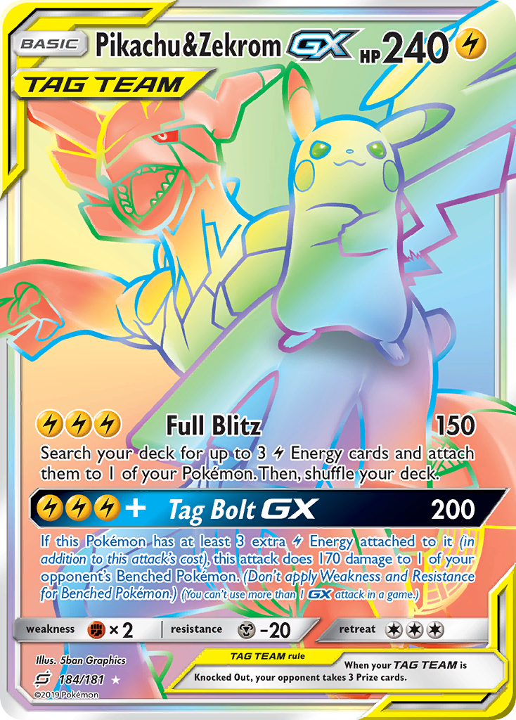 Pikachu & Zekrom GX (184/181) [Sun & Moon: Team Up] | Exor Games Bridgewater