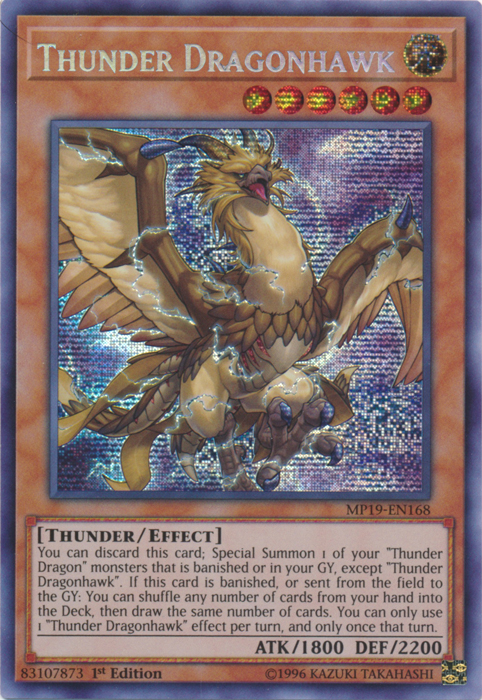 Thunder Dragonhawk [MP19-EN168] Prismatic Secret Rare | Exor Games Bridgewater