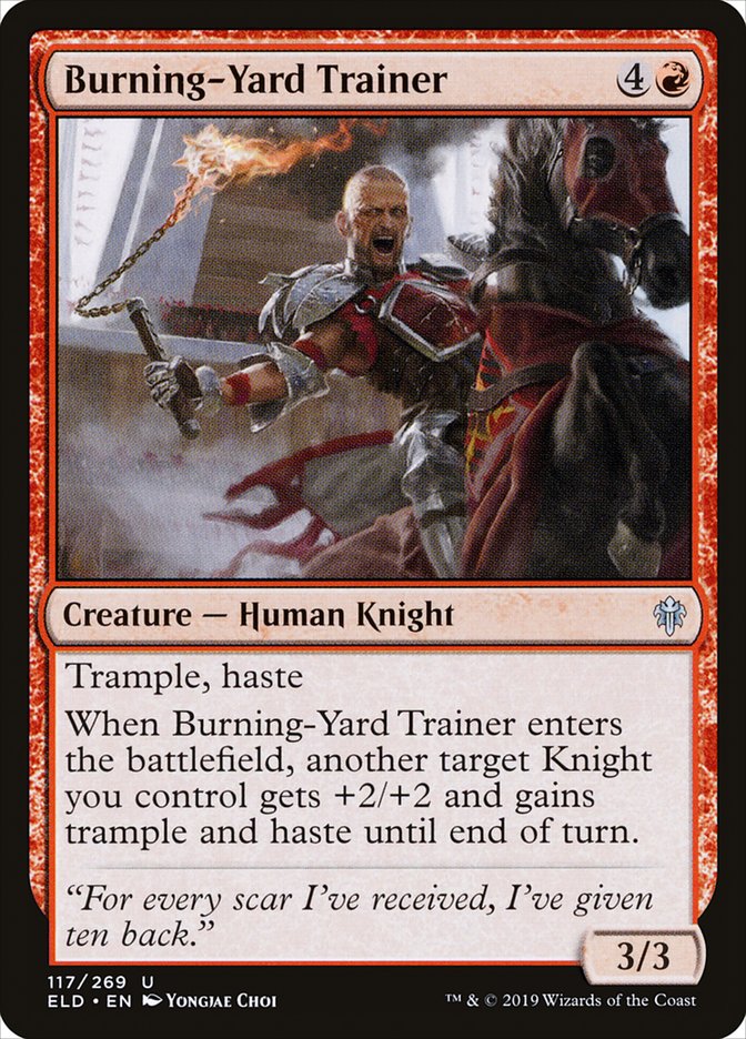 Burning-Yard Trainer [Throne of Eldraine] | Exor Games Bridgewater