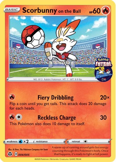 Scorbunny on the Ball (004/005) [Pokemon Futsal Collection] | Exor Games Bridgewater