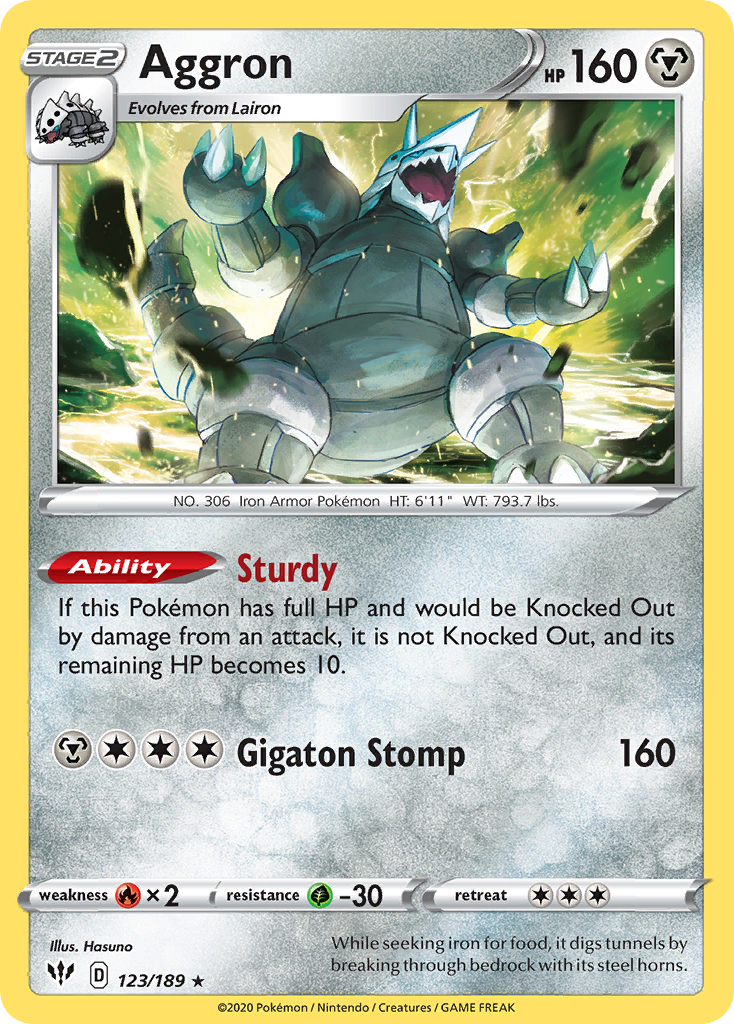 Aggron (123/189) [Sword & Shield: Darkness Ablaze] | Exor Games Bridgewater