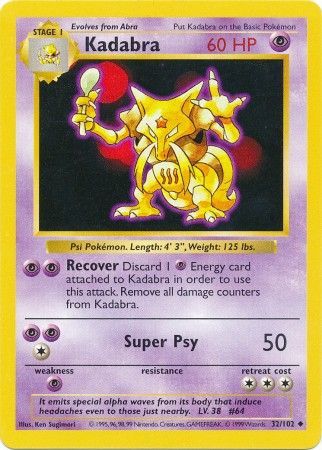 Kadabra (32/102) [Base Set Shadowless Unlimited] | Exor Games Bridgewater