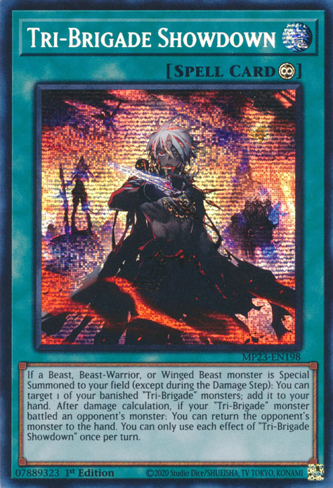 Tri-Brigade Showdown [MP23-EN198] Prismatic Secret Rare | Exor Games Bridgewater