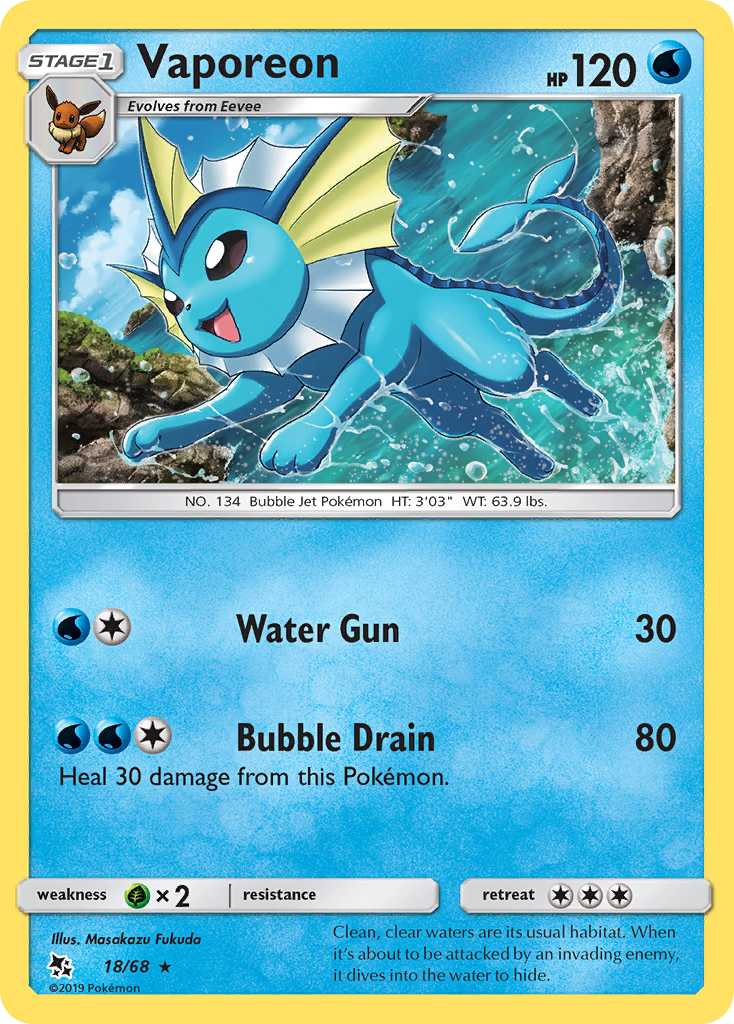 Vaporeon (18/68) [Sun & Moon: Hidden Fates] | Exor Games Bridgewater